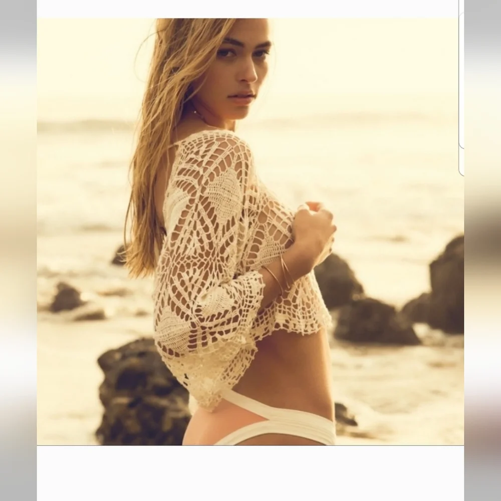 NWT L*Space Cody Crochet Summer Beach Swim Crop Top Coverup - Picture 5 of 12